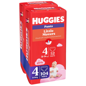 Набір підгузків-трусиків для дівчаток Huggies Little Movers Pants 4 (9-14 кг), 104 шт. (2 уп. по 52 шт.) - Pampik - 3