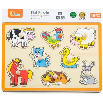 Дерев'яна рамка-вкладиш Viga Toys Домашні тварини, 8 елементів (50017) - Pampik - 2