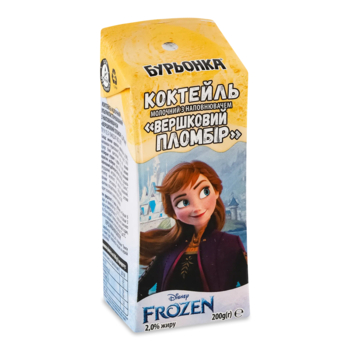 Коктейль молочний Бурьонка Disney Вершковий пломбір 2%, ультрапастеризований, 200 г - Pampik