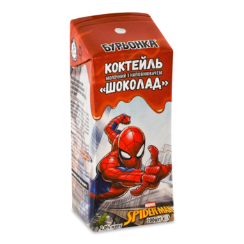 Коктейль молочный Бурьонка Disney Шоколад 2%, ультрапастеризованный, 200 г - Pampik