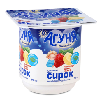Творожок Агуня Клубника-банан-мелиса 3,9%, 90г - Pampik