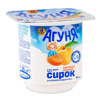 Творожок Агуня Абрикос-морковь 3,9%, 90г - Pampik