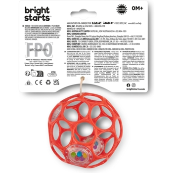 Игрушка-погремушка Bright Starts Oball Rattle, красный (11487) - Pampik - 4