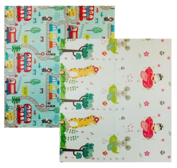 Детский двухсторонний складной коврик Poppet Транспорт и Зоолетчики, 200х180x1 см (PP005-200) - Pampik