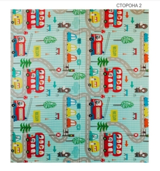 Детский двухсторонний складной коврик Poppet Транспорт и Зоолетчики, 200х180x1 см (PP005-200) - Pampik - 3