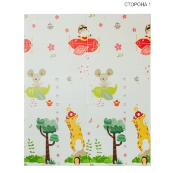 Детский двухсторонний складной коврик Poppet Транспорт и Зоолетчики, 180x150x1 см (PP005-150) - Pampik - 2