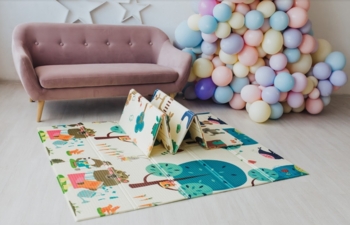 Детский двухсторонний складной коврик Poppet Веселая жирафа и Загадочный лес, 180x150x1 см (PP009-150) - Pampik - 6