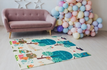 Детский двухсторонний складной коврик Poppet Веселая жирафа и Загадочный лес, 180x150x1 см (PP009-150) - Pampik - 8