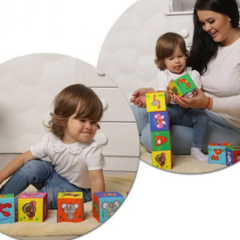 Набір м'яких кубиків 3в1 Масік Перші тварини, 18 шт. (МС 090601-16) - Pampik - 6