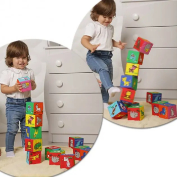 Набір м'яких кубиків 3в1 Масік Перші тварини, 18 шт. (МС 090601-16) - Pampik - 7