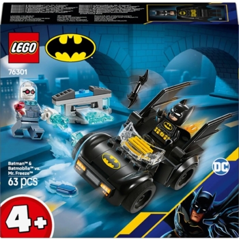 Конструктор LEGO Super Heroes DC Batman Бэтмен и Бэтмобиль против мистера Фриза, 63 детали (76301) - Pampik