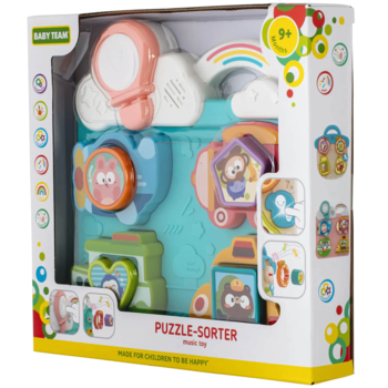 Іграшка музична Baby Team Пазл-сортер Транспорт, блакитний (8648_транспорт блакитний) - Pampik - 6