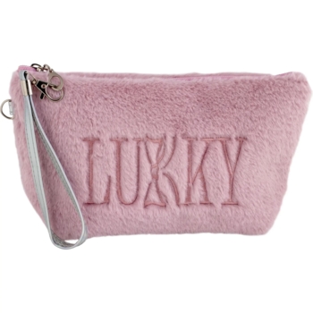 Косметичка Lukky плюшева з логотипом, бузкова (T21390) - Pampik