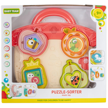Іграшка музична Baby Team Пазл-сортер Фрукти, рожевий (8648_фрукти рожевий) - Pampik - 4