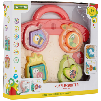 Іграшка музична Baby Team Пазл-сортер Фрукти, рожевий (8648_фрукти рожевий) - Pampik - 5