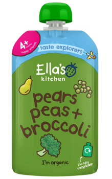 Пюре Ella's kitchen Груша, горох та броколі, 120 г - Pampik
