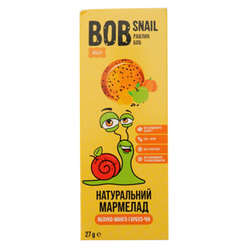 Натуральний мармелад Bob Snail Яблуко-Манго-Гарбуз-Чіа, 27 г - Pampik