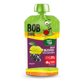 Пюре фруктово-ягідне Bob Snail Яблуко-Чорна смородина, 120 г - Pampik