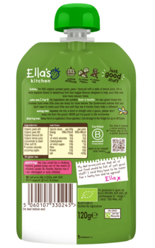 Пюре Ella's kitchen Груша, горох та броколі, 120 г - Pampik - 2