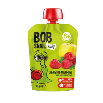 Пюре фруктовое Bob Snail Яблоко-малина, гомогенизированное, 90 г - Pampik