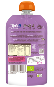 Пюре Ella's kitchen Яблуко, солодка картопля, гарбуз та лохина, 120 г - Pampik - 2