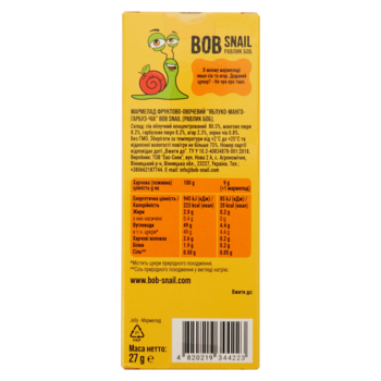 Натуральний мармелад Bob Snail Яблуко-Манго-Гарбуз-Чіа, 27 г - Pampik - 2