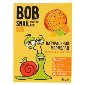 Фруктово-овочевий мармелад Bob Snail Яблуко-Манго-Гарбуз-Чіа, 54 г - Pampik