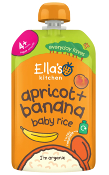 Пюре Ella's kitchen Абрикос, банан та рис, 120 г - Pampik