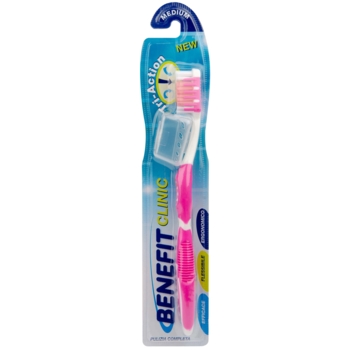 Зубная щетка Benefit Triaction средняя, розовый (BTBT) - Pampik
