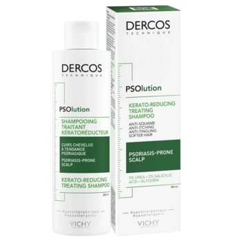 Кератолітичний шампунь Vichy Dercos PSOlution Kerato-Reducing Treating Shampoo для шкіри голови з проявами лущення та свербіння, 200 мл - Pampik
