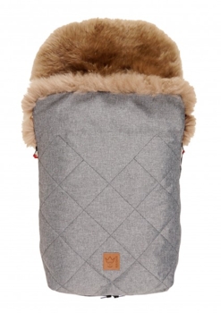 Конверт Kaiser Nelly, из натуральной овчины, серый с коричневым (6545270) - Pampik - 3