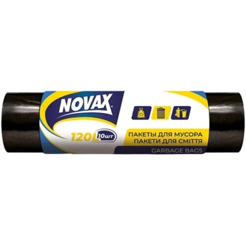 Пакети для сміття Novax 120 л, 10 штук, чорний - Pampik