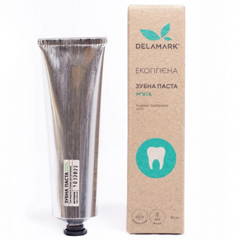 Гігієнічна зубна паста DeLaMark з ароматом м'яти, 80 мл - Pampik