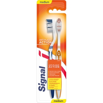 Набір зубних щіток Signal Anti-Plaque Action від нальоту, середньої жорсткості, 2 шт. - Pampik
