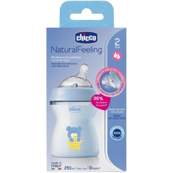 Бутылочка для кормления Chicco Natural Feeling Color c силиконовой соской, 250 мл, голубой (81323.20) - Pampik - 9