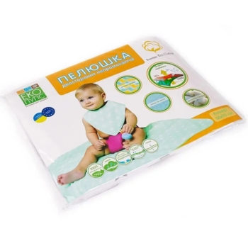 Багаторазова непромокальна пелюшка Еко Пупс Eco Cotton Зірки, 90х65 см, м'ятний з білим (EPG10N-6590zk) - Pampik - 4