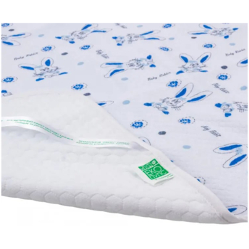 Багаторазова непромокальна пелюшка Еко Пупс Soft Touch Premium Зайчата, 70х50 см, білий з синім (EPG07W-5070rb) - Pampik - 2
