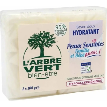 Тверде мило L'Arbre Vert для чутливої ​​шкіри, 200 г (2 шт. по 100 г) - Pampik