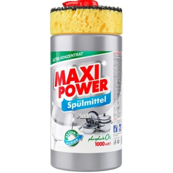 Средство для мытья посуды Maxi Power Платинум с губкой, 1 л - Pampik