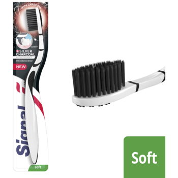 Зубна щітка Signal Деревне вугілля Soft, білий з чорним - Pampik - 2