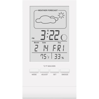 Цифровой гигрометр-термометр Стеклоприбор Т-14, с часами, белый (402349) - Pampik