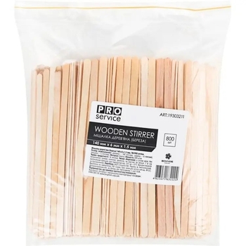Мішалка дерев'яна PRO service, береза, 14 см, 800 шт. (19303211) - Pampik