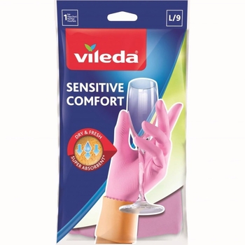 Перчатки латексные Vileda Sensitive Comfort для деликатных работ, размер L - Pampik