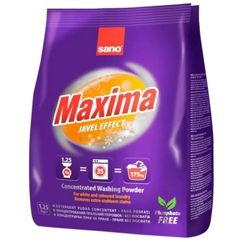 Пральний порошок Sano Maxima Javel Effect, 1,25 кг - Pampik - 2