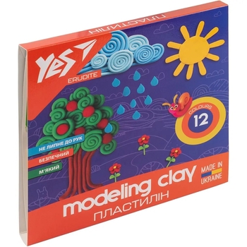 Пластилін Yes Erudite, 12 кольорів, 240 г (540560) - Pampik - 2