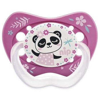 Силиконовая пустышка Nip Замечательная жизнь №3 Котик и Панда, 16-32 мес., фиолетовый с розовым, 2 шт. (31303) - Pampik - 2