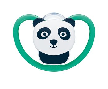 Пустушка силіконова NUK Space Панда, ортодонтична, 6-18 міс, зелений (3952491) - Pampik