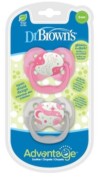 Пустышка Dr. Brown's Advantage, с подсветкой, 0-6 мес., розовый, 2 шт. (PA12003-INTLX) - Pampik - 2