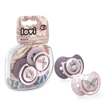 Пустушка силіконова динамічна Lovi Botanic Girl, 18+ міс., 2 шт., фіолетовий (22/875girl) - Pampik