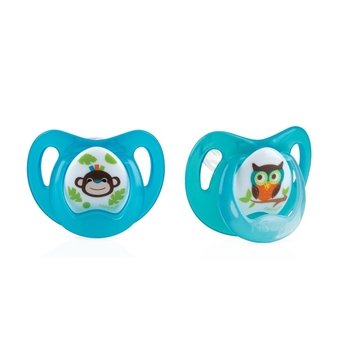 Ортодонтическая пустышка Nuby, с шишечками-нубиками, 0-6 мес., голубой, 2 шт. (5840SOSNblu) - Pampik